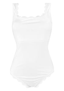 Venus White Tank Onepiece - Carvico Fabric